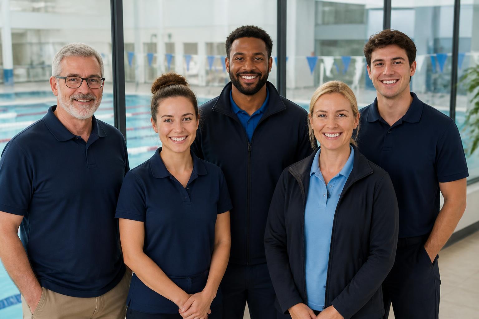 The Swimo team at the poolside